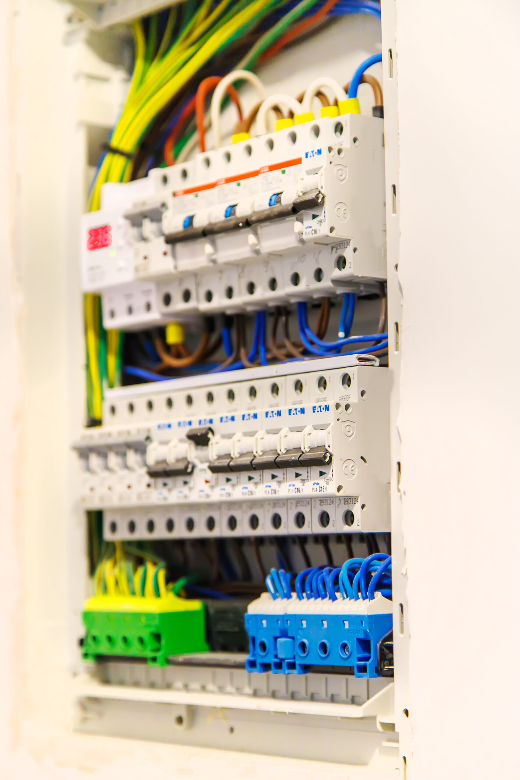 Electric panel in the house. Selective focus.